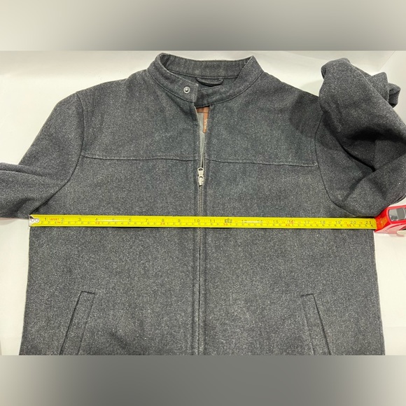 Perry Ellis Men Wool Blend Coat Jacket Lined Small S Black Charcoal Full Zipper - Picture 12 of 16